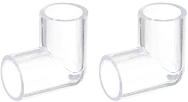 sourcing map Lot de 2 raccords coudés transparents en acrylique à 90 degrés en forme de L pour raccordement de tuyaux d'eau 16 mm