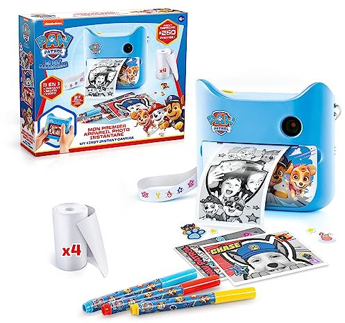 Canal Toys - Paw Patrol - Cámara de Impresión Instantánea de la Patrulla Canina con 4 Rollos de Papel y 4 Rotuladores - PPC037