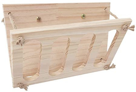 Wood Rabbit Hay Feeder Less Wasted Wooden Food Feeding Rack Biting Resistant Pet Wooden Hay Manger for Rabbit Guinea Pig Chinchilla Hamster