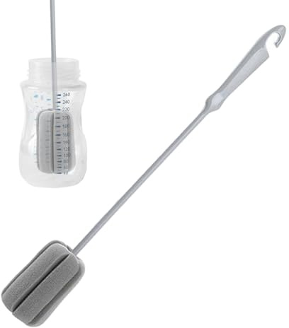 BUNIQ Spazzola per Bottiglie | Spazzola per Lavaggio Bottiglie con Manico Lungo,Spazzola per Piatti con Testa in Spugna, Design a, Spazzola per la Pulizia di Bottiglie d'Acqua, Tazze
