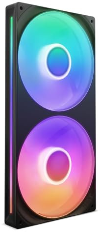 NZXT F280 RGB Core - Unidad de ventilador monocasco de 280 mm con 2 ventiladores RGB de 140 mm - Control de velocidad e iluminación - Alta presión estática y flujo de aire - 8 LED aRGB - Negro