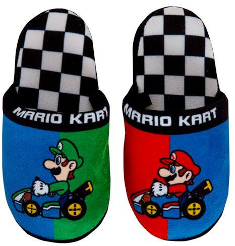 Super Mario Luigi - Pantuflas para niños con espalda abierta, sin cordones, para casa, multicolor, 33 EU