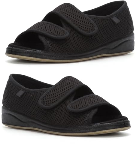 Pantoufles Diabétiques Extra Larges pour Femmes pour l'Arthrite des Pieds Chaussures d'Été Respirantes Antidérapantes Pantoufles Ajustables, Sandales pour Bout Ouvert de Rééducation