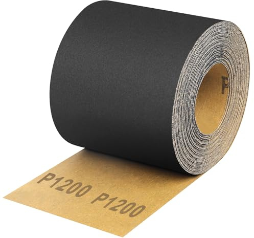 Shineboc 93 mm x 10 m Carburo di Silicio Rotolo di Carta Vetrata per Legno Metallo，Grana 1200