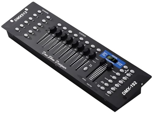 192 kanaler Dmx512 styrenhetkonsol, LED-par och rörliga strålkastare, professionell scenbelysningsblandare med digital display, aluminiumhölje för DJs och modeller