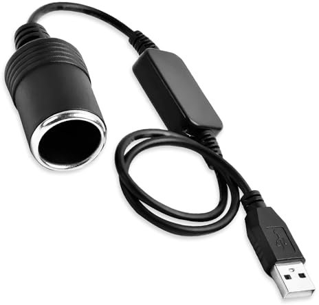 Toaluea 5V USB a Maschio a 12V Adattatore Presa Accendisigari, Adattatore Accendisigari Femmina a Cavo USB Maschio, 1.2M Cavo Convertitore Usb per Dashcam GPS DVR Cane Elettronico