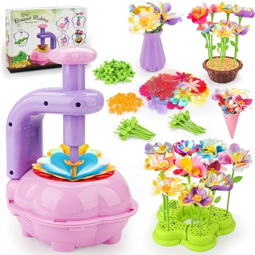CENOVE Fabric Flower Bouquets Toys, DIY Craft Kits Toys for Kids, Flowers Market Toy, Build Your Flower Bouquet, Arts & Crafts for 4 5 6 7 8 Year Toddler Girl, Educational Activity Preschool Gifts