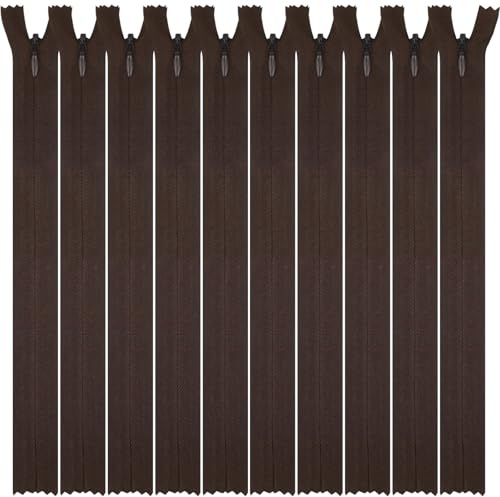 DOITEM Lot de 5 Fermetures éclair Invisibles Multicolores en Nylon pour Couture et Travaux Manuels (Marron, 20cm)