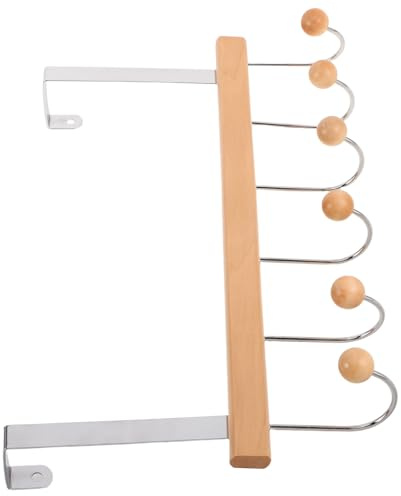CLISPEED Porte-Manteau Suspendu en Bois Naturel sans Perçage 6 Crochets Métalliques Organisateur Mural pour Vêtements Paquet et Accessoires pour Chambre Salle de Bain et Entrée Gain