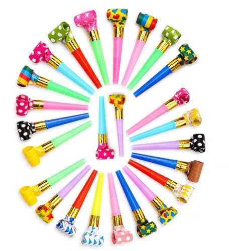 25 Pcs Party Blowers, Party Poppers, Party Bag Fillers, Blowers Noisemaker | Applicable to Birthdays, New Year, Graduation, PartyBag Fillers Gift, School Opening Season, Newcomer Party