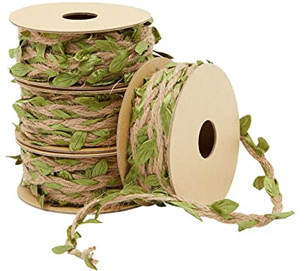 4 Rolls Leaf Garland - Wall Hanging Artificial Burlap Vine Plant for Decorative Crafts, 5 Metres Each