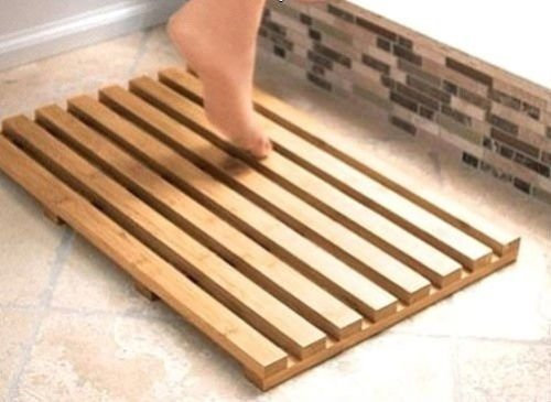 Trendi Bamboo Wooden Bath Mat | Rectangular Bath Mat | Bath Mats For Bathroom, Outdoor Shower & Spa | Multipurpose with Anti Slip Rubber Feet Duck Board Wooden Shower mats