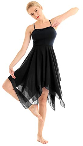 MSemis Femme Tutu Justaucorps Danse Classique Ballet Robe Asymétrique Gymnastique Leotard à Bretelle Tunique Latine Valse Robe de Soirée Cocktail S-XXL