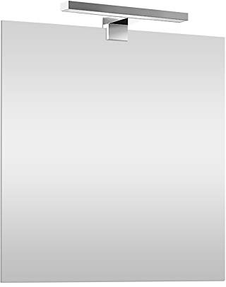 Inbagno Specchio con Lampada LED Reversibile, COMPLETA di luce LED cromata da 30 cm a risparmio energetico (Luce Naturale, 60x80 Reversibile)