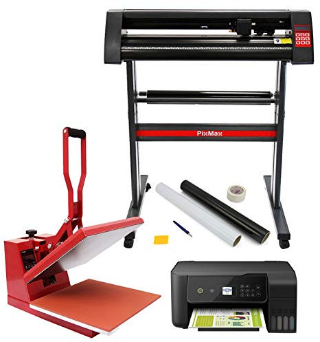 Värmepress sublimeringsmaskin platt mussla stil 38 cm, vinylskärare plotter, skrivare, ogräs paket, överföringspaket tryck plotting t-shirt