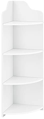 [en.casa] Scaffale Angolare da Terra con 4 Ripiani Aperti Mobile Basso Espositore Libreria a 4 Vani per Soggiorno Ingresso Bagno 90 x 28 x 28 cm - Bianco