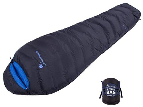 Mountaintop Ultraleichter Mumien-Daunenschlafsack, 550 Füllkraft, Entendaunen, geeignet für Camping, Wandern, Rucksackreisen, Marineblau