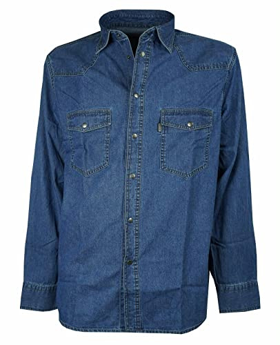 Camicia Sea Barrier Art. New-PECOS Realizzata in Denim Lavato, 100% Cotone con Chiusura a Bottoni a Pressione - tg XL
