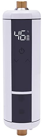 Mini chauffe-eau instantané électronique 30-52℃ 3500W ABS avec indicateur de température LED pour salle de bain, cuisine, blanc