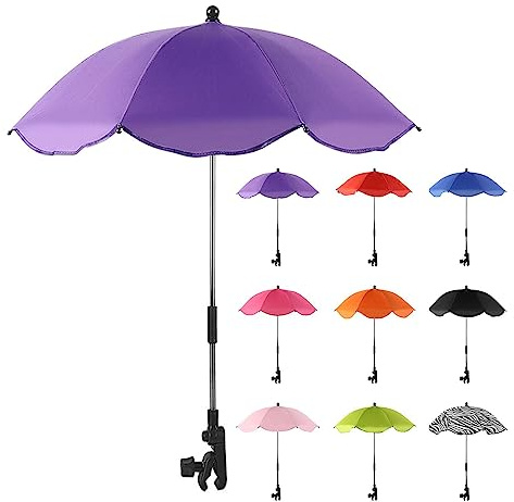 Imtrub Sombrilla para Cochecito Anti UV 50+ con Abrazadera y Brazo Ajustable para Playa al Aire Libre, 66 cm