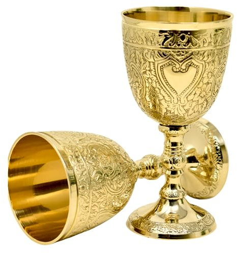RW REPLICA WAREHOUSE Copa de cáliz de latón macizo vintage de latón dorado, copa de cáliz romana del rey Arturo, copa de vino vintage del rey Arturo, regalo medieval renacentista