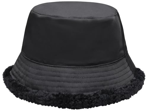 Harssidanzar Uomo e Donna Inverno Bucket Cappelli Fodera di Lana Impermeabile Caldo Pescatore cap CU609EU, Nero, Taglia L