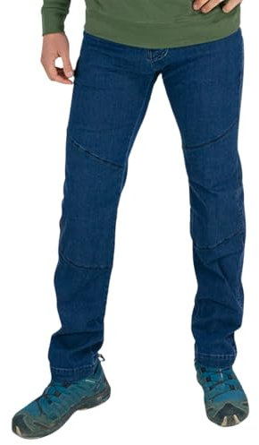 Pantalón Trekking Hombre – Pantalón Escalada Elástico y Resistente – Pantalón para senderismo – Cintura Ajustable, Rodillas Reforzadas y Bajos Regulables – Comodidad, Estilo para Montaña (XL, ACIANO)