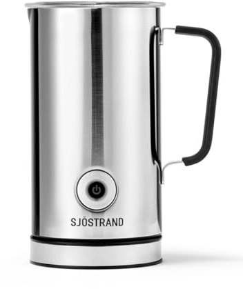 Sjöstrand Coffee Elektrischer Milchaufschäumer - Edelstahl, Für Heiße & Kalte Milch, Antihaftbeschichtet (Chrom)