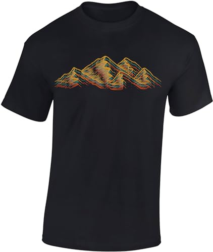 Baddery T-shirt de randonnée pour homme : Alpes, Noir , S