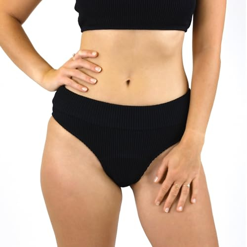 MYLILY Slip Bikini Donna a Costine | Costume Mestruale Donna | Costumi per Ciclo mestruale | Costume Assorbente a Coste (M)