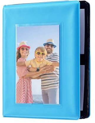 Zink Mini Album Fotografico 2x3 con 64 Tasche e Copertina Trasparente (Blu) – Compatibile con Carta ZINK 2x3, Kodak, Polaroid, HP, Canon, Fujifilm