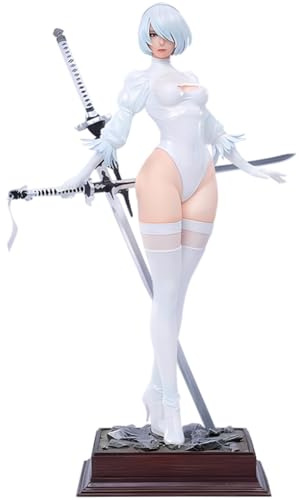Zhongkaihua Automate 2B Jeu Figurine d'action avec accessoires Tête interchangeable Modèle PVC 2B Yorha No 2 Type B Figurine en position debout Statue Ornements de bureau (Blanc, 28 cm)