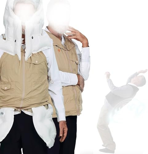 Abbigliamento Protettivo Intelligente Tuta Anticaduta con Airbag per Anziani,0,08 S Pop Up,Protezione Completa A 270°,Gilet Anticaduta con Airbag Tramite App,MaleKhaki-M