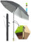 4smile Sonnenschirm Strand SunnyJoy in Anthrazit, 3er Set - Strandschirm windfest stabil + Rasendorn Sonnenschirmhalter + Sonnenschirmhülle - Sonnenschirm mit Rasendorn, Gartenschirm mit Schirmspieß