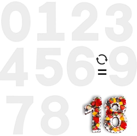 10 Inch Number Cake Mold Baking Forms Moulds,9 Pieces 0-8 Cake Number Stencils,Number Cake Pans,Flat Plastic Mold Numerical Templates Cutting for DIY Cakes/Cookies