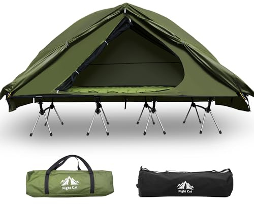 Night Cat Tenda per 1 uomo impermeabile: tenda rialzata con larghezza di campo 80 cm, letto per escursioni e viaggi in erba desertica fangosa