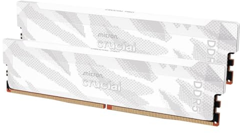 Crucial Pro RAM DDR5 32GB Kit (2x16GB) 6400MHz CL32, Overclocking Gaming, Memoria per Computer, Intel XMP 3.0 / AMD EXPO, Bianco - CP2K16G64C32U5W
