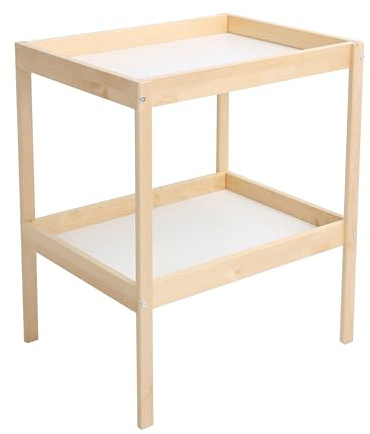 CFDZ Solid Birch Wood Baby Changing Table with Open Shelf Space Changing Station Unit with Storage Shelf Nappy Changer Nursery Furniture