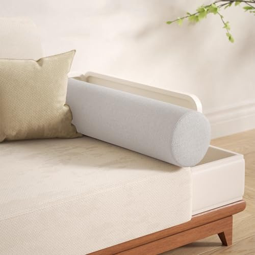 Cojines redondos de apoyo para reposabrazos de sofá, cojines para apoyar los brazos, almohadas lumbares para el cuello, cojines cilíndricos con funda extraíble para sofá, cama, coche y hogar (40 x 10