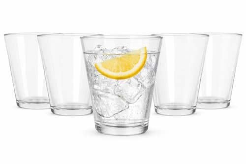 Argon Tableware Water Glasses Set of 6-250ml Clear Drinking Tumblers - Straight-Sided Everyday Glassware for Water Juice Cocktails - Durable Soda Lime Glass