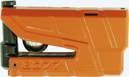 ABUS Bremsscheibenschloss Granit Detecto XPlus 8077 II SRA - Motorradschloss mit Alarm - ABUS-Sicherheitslevel 18 - Orange