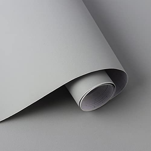 Timeet Selbstklebende Tapete 40x300cm Klebefolie Grau Matt Möbelfolie Selbstklebend Hellgrau Folie für Möbel Wasserfest Graue Möbelaufkleber Abnehmbarer Vinyl Dekofolie für Küche Wände Schränke Tisch