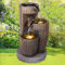 Gartenbrunnen, Brunnen, Zierbrunnen, Zimmerbrunnen, Springbrunnen, Brunnen mit LED-Licht 230V Wasserfall Wasserspiel für Garten, Gartenteich, Terrasse (DREIERLEI)