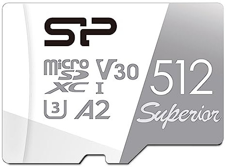 Silicon Power 512GB Superior Micro SDXC UHS-I (U3), V30 4K A2, Compatible with GoPro Hero 9 High Speed MicroSD Card with Adapter