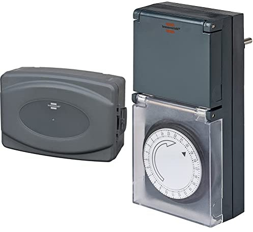Brennenstuhl wetterfeste Box und Zeitschaltuhr MZ 44 für den Außenbereich (IP54 Schutzbox und IP44 mechanische Timer-Steckdose für den ständigen Einsatz im Freien)