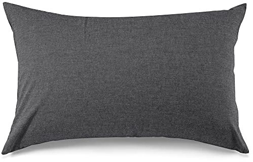 ATsense 2er Set Kissenbezug 50x70 cm - 100% Gewaschene Baumwolle, Dunkelgrau Kopfkissenbezug mit Reißverschluss, Oeko-TEX Zertifiziert Weich, Nicht Lleicht Verformbar