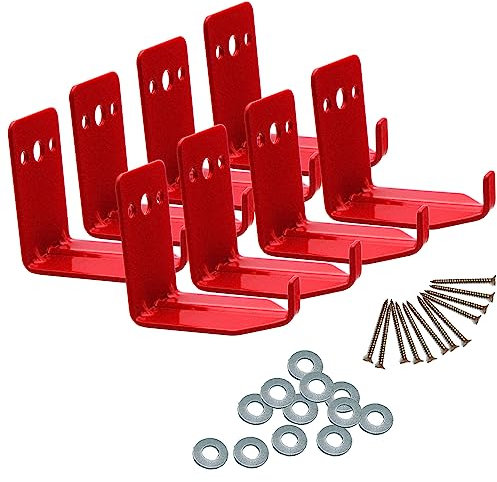 Taidocram Feuerlöscher-Halterung, Wandhaken, für große und kleine Feuerlöscher, bis zu 18,1 kg, geeignet für Trockenchemie und Wasserlöscher, 8 Stück, Rot, Eisen, Wandmontage