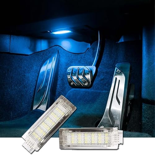 GBrite LED White Footwell Lights Compatible for B/M/W 1 Series' F20, 2' F22, 3' F30, 4' F32, 5' F10, 7' F01, X1 F48, X3 F25, X4 F26, Interior Footwell Lighting Lamp Units,2pcs (Blue)