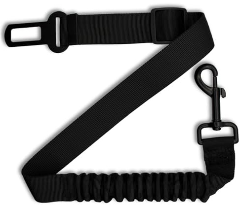 EASERIA Ceinture de sécurité élastique pour chien avec amortissement - Longueur réglable de 50 à 70 à 87 cm - Pour chiens de petite et moyenne taille et tous les types de voiture - Noir