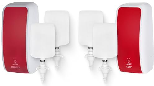 Blanc HYGIENIC KOMPLETT-Set HANDHYGIENE Sensor: Desinfektionsspender Sensor + 2 Kartuschen & Schaumseifenspender Sensor + 2 Kartuschen Farbe Rot/Weiß